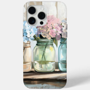 Funda Para iPhone 15 Pro Max Vintage Blossom Hydrangea Mason Jars