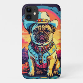 Funda Para iPhone 11 Vintage Bulldog inglés Cowboy Divertido perro occi