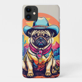 Funda Para iPhone 11 Vintage Bulldog inglés Cowboy Divertido perro occi