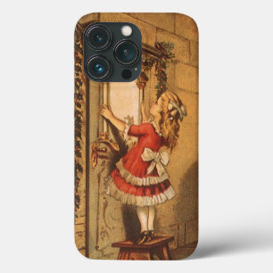 Funda Para iPhone 13 Pro Vintage Chica victoriano de Navidad colgando un ja