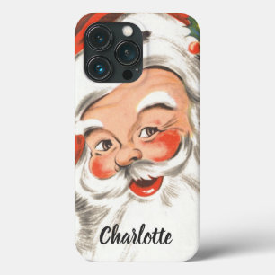 Funda Para iPhone 13 Pro Vintage Christmas, Jolly Santa Claus con sonrisa