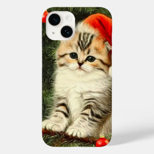 Funda Para iPhone 14 De Case-Mate Vintage Christmas Kitten