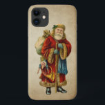 Funda Para iPhone 11 Vintage Christmas Old World Santa Claus<br><div class="desc">Estuche de teléfono con un viejo Navidad del Viejo Mundo, Santa Claus. El clásico santa del viejo mundo, con su famoso abrigo rojo y llevando una bolsa llena de juguetes. Este Santa de la vieja usanza es delgado y tiene un bastón para caminar por la tierra regalando juguetes a todos...</div>