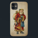 Funda Para iPhone 11 Vintage Christmas Old World Santa Claus<br><div class="desc">Estuche de teléfono con un viejo Navidad del Viejo Mundo, Santa Claus. El clásico santa del viejo mundo, con su famoso abrigo rojo y llevando una bolsa llena de juguetes. Este Santa de la vieja usanza es delgado y tiene un bastón para caminar por la tierra regalando juguetes a todos...</div>