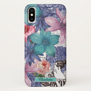 Funda Para iPhone X Vintage Colorful Floral Su nombre