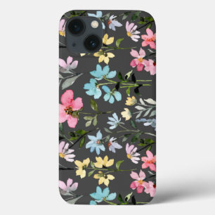 Funda Para iPhone 13 Vintage colorido de flores de color acuático
