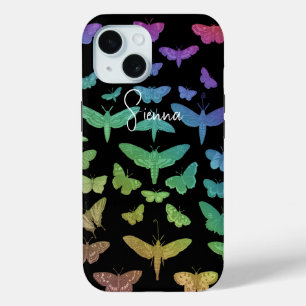 Funda Para iPhone 15 Vintage colorido mariposas polilla insectos