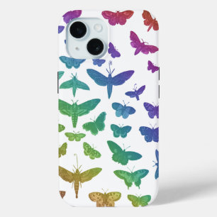 Funda Para iPhone 15 Vintage colorido mariposas polilla insectos