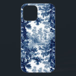 Funda Para iPhone 12 Vintage Cottage Paisaje Toile-Blue & White<br><div class="desc">Clásico paisaje vintage de estilo toile de jouy con una casa de campo rústica y un puente en un claro enmarcado por un bosque de árboles en tonos claros y azul oscuro sobre fondo blanco. El patrón no tiene fisuras y puede ampliarse o reducirse.</div>