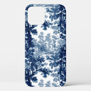 Funda Para iPhone 12 Vintage Cottage Paisaje Toile-Blue & White