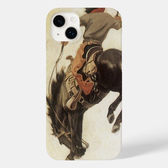 Funda De Case-Mate Para iPhone Vintage Cowboy, Bronco Buster Study by NC Wyeth (Reverso )