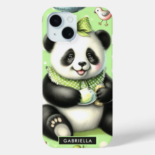 Funda Para iPhone 15 Vintage Cute Baby Panda