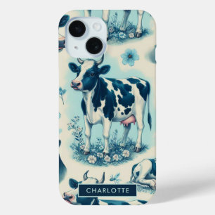 Funda Para iPhone 15 Vintage Cute Farm Cow Seamless