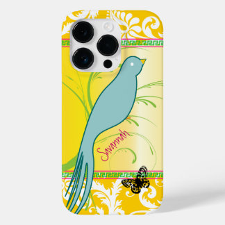 title_seo2 Vintage Damask Aqua Blue Swallow Bird Butfly
