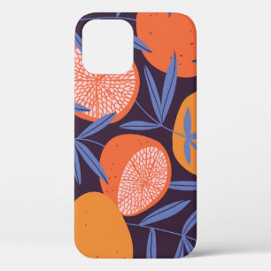 Funda Para iPhone 12 Vintage de pomelo, patrón de fruta tropical.