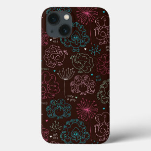 Funda Para iPhone 13 vintage del papel pintado de la India de la flor
