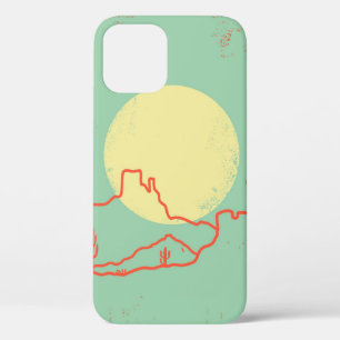 Funda Para iPhone 12 Vintage Desert con Cactus y Cañón.