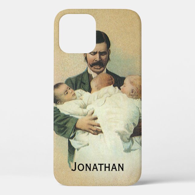 Funda De Case-Mate Para iPhone Vintage Día del Padre Victoriano, ¡son trillizos! (Reverso )