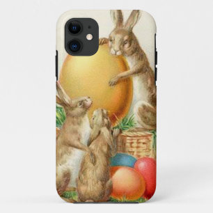 Funda Para iPhone 11 Vintage Easter Bunny Easter Eggs Easter Card