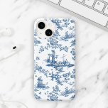 Funda Para iPhone 14 De Case-Mate Vintage English Floral Toile de Jouy-Blue<br><div class="desc">Hermoso patrón de tela de jouy sin costura,  adaptado a un diseño inglés grabado por John Munns cerca de los años 1770,  con ruinas clásicas,  puerto marítimo,  pastor y guirnaldas florales. Azul sobre fondo blanco.</div>