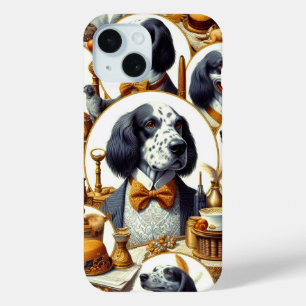 Funda Para iPhone 15 Vintage English Setter Ilustracion