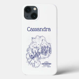 Funda Para iPhone 13 Vintage Estilizado Monte Desert Island MN Mapa Azu