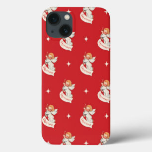 title_seo2 Vintage felicitaciones navideñas, ángeles con estr