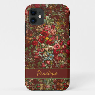 Funda Para iPhone 11 Vintage Floral Chintz Pattern with Your Name