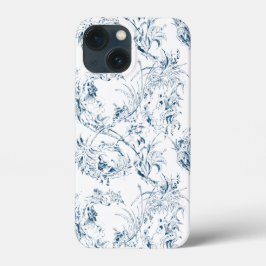 Funda Para iPhone 13 Mini Vintage Floral Fantasía Fantasía Francesa-Azul