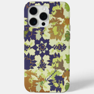 Funda Para iPhone 15 Pro Max Vintage Floral Pattern Navy Copper Green iPhone