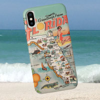 Vintage Florida map greetings (Saludos del mapa de