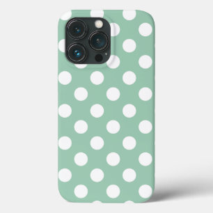 Funda Para iPhone 13 Pro Vintage Green, Big Polka Dots iPhone Cover