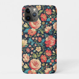 Funda Para iPhone 11 Pro Vintage Jardín Botánico Patrón Floral Azul