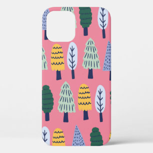 Funda Para iPhone 12 vintage lindo pino arbolado patrón sin costura