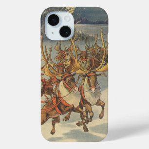 title_seo2 Vintage Navidad Santa Claus Sleigh con renos