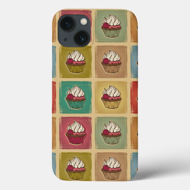 Funda De Case-Mate Para iPhone Vintage pattern made of cupcakes (Reverso)