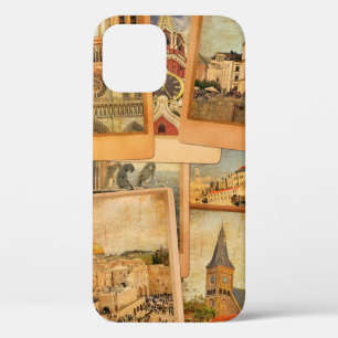 Funda Para iPhone 12 Vintage photo cards collage. European, Middle East