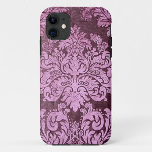 Funda Para iPhone 11 Vintage Purple Magenta Damask Fashion Iphone4 fund