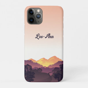 Funda Para iPhone 11 Pro Vintage Purple Yellow Farmhouse Mountain Sunset