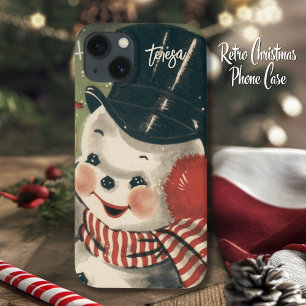Funda Para iPhone 13 Vintage Retro Jolly Snowman Personalizado