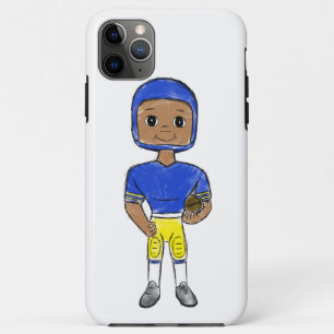 Funda Para iPhone 11 Pro Max vintage retro jugador de fútbol azul amarillo simp