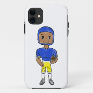 Funda Para iPhone 11 vintage retro jugador de fútbol azul amarillo simp