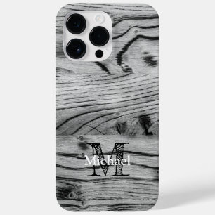 Funda Para iPhone 14 Pro Max De Case-Mate Vintage rústico gris madera quemada negro Monogram
