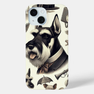 Funda Para iPhone 15 Vintage Schnauzer Seamless