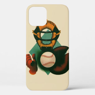 Funda Para iPhone 12 Vintage Sports Béisbol Player, Catcher con Mitt