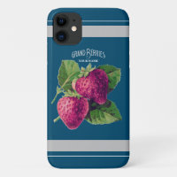 Vintage Strawberry Berry Añadir tu nombre Blue Gre