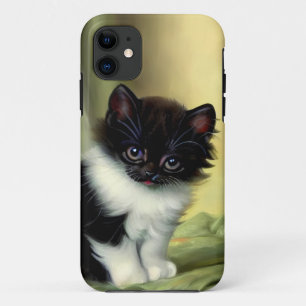 Funda Para iPhone 11 Vintage Tuxedo Kitten Ilustracion