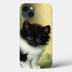 Funda Para iPhone 13 Vintage Tuxedo Kitten Ilustracion