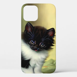 Funda Para iPhone 12 Vintage Tuxedo Kitten Ilustracion