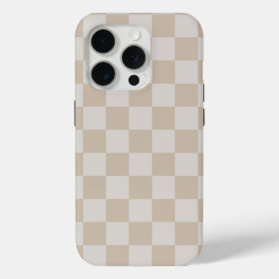 Funda Para iPhone 15 Pro Vintage Vanilla Crema de café blanca ajedrez a cua